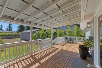 Gorgeous deck overlooking gorgeous backyard