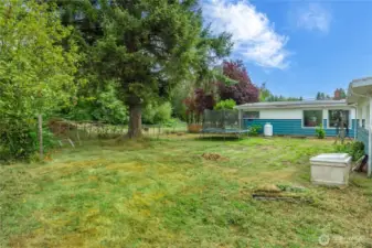 This is from behind the garage facing Herman Rd. You can see the fenced portion but the property extends past that