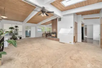 The door to the right is a half bathroom and then the front door of the house