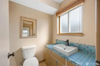 Downstairs bathroom, easy access from pool