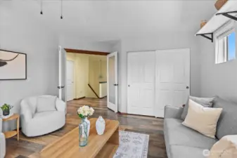 Looking back toward the double doors entering the second bedroom/bonus room.