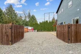 Double gates open to your large RV/toy parking!