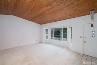 living room with bay windows