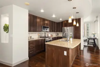 Looking toward the entry to the left and office to the right.