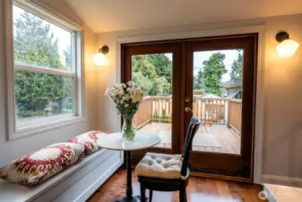 Breakfast nook is perfect for your morning coffee