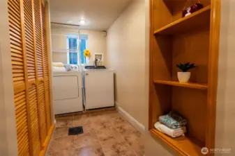 Separate laundry room with storage - washer & dryer included