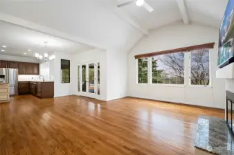 Family room, casual eating area and kitchen.