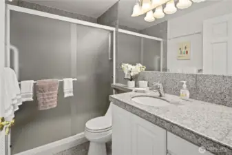 A 3/4 ensuite bathroom off the primary bedroom.