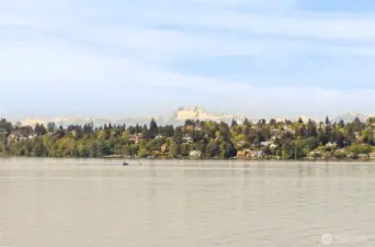 The stunning view over the Olympic range from your living room window!