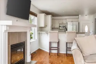 Cozy family room with a welcoming fireplace