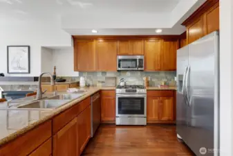 Brand new stainless steel appliances.