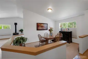 Nice sized dining room with pony wall so that the homes floorplan is very open. Great for entertaining.