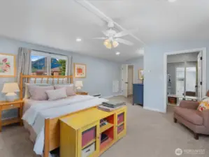 Another look at this spacious primary bedroom peeking into the large walk-in closet.