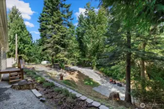 View from the back of the home, extra parking