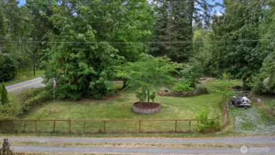 Side view of front yard