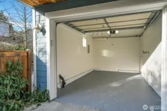 Freshly painted garage is easy to drive into and out of.