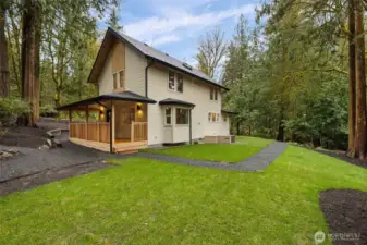 Heat pump for efficient heating /cooling and low maintenance landscaping