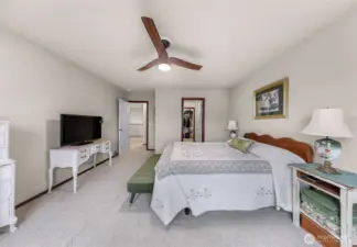 Large and bright primary bedroom located on the second floor with private bath and walk in closet