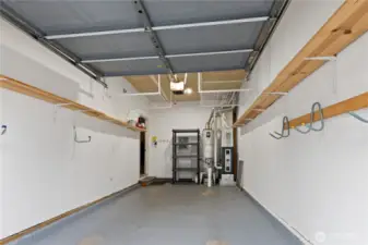 Spacious garage, lots of overhead storage space