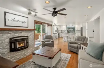 Cozy fireplace in family room