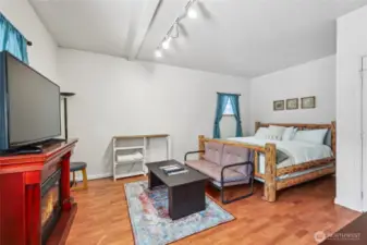 Lower-level studio apartment.