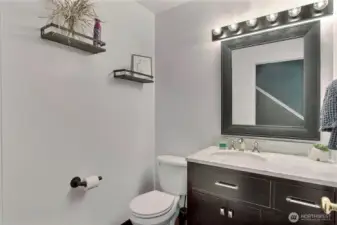Powder room off the primary living space