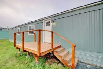 Closer view of the new porch and stairs.