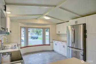 View of kitchen looking from the sitting bar.