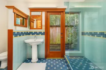 Main floor bath with distinctive tile