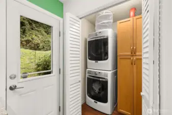 Laundry is currently located in the kitchen pantry. There are also hookups in the lower level closet if one wanted this space for something else.