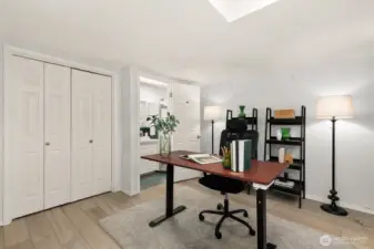 Lower level non conforming bedroom/office. There are laundry hookups inside that closet on the left
