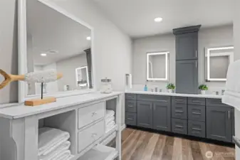 Oversized downstairs bathroom serves 3 bedrooms, daylight basement and patio.
