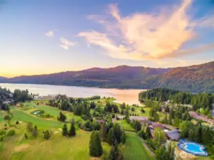 View encompassing pool/barn, Lake Whatcom/Marina and Golf Course