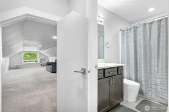 The Rec Room is just off the main hall bathroom