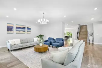 This home has engineered hardwood throughout including up the staircase.