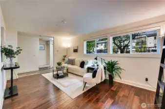 Another view of the living room looking towards the entry.
