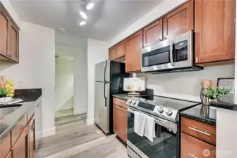 Appliances are all stainless steel.