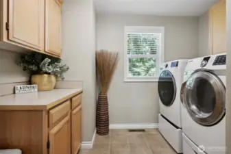Nicely appointed laundry room with good storage. Washer and dryer don't convey.