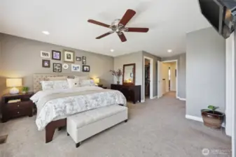 Not one but 2 closets. One large walk-in closet and another regular closet. The primary suite is also split from the other 2 bedrooms in the home.