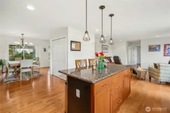 Kitchen open to dining and easy flow for entertaining