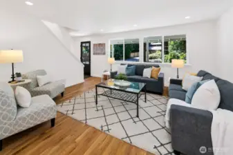 New oak hardwoods in living room
