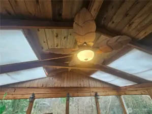 Beautiful fan in the sunroom.