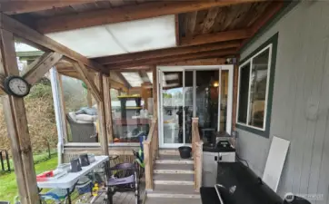 The back patio is a great place for a barbeque.