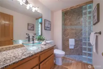 Guest bathroom on upper level.