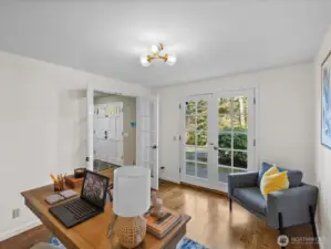 Dedicated office or flex space with French doors, ideal for working from home or creative use.