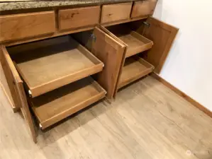 Pull out shelves under island