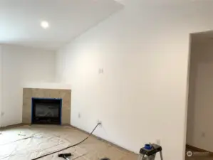 This shows the tall wall in the Vaulted Living Room w/o accent wall