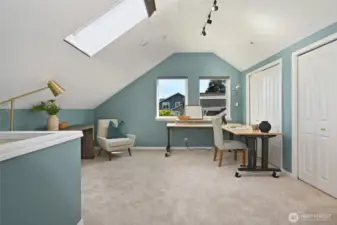 It also makes an ideal home office with lots of storage, skylights and nooks.