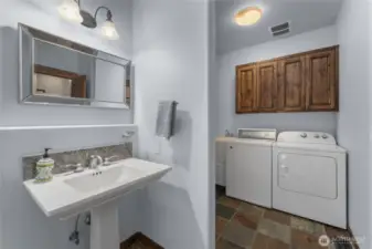 Laundry nook in 3/4 bath on main level