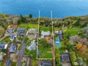 Here you can see both properties available...both accessed by a shared private drive.  The addition of the second parcel could be the perfect guest cottage, tennis/pickleball court or?